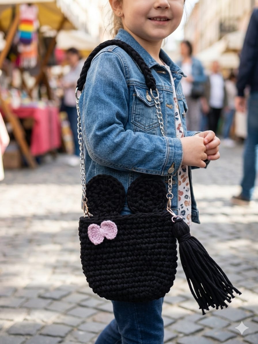 شنطة  بينكى بو كروشية هاندميد