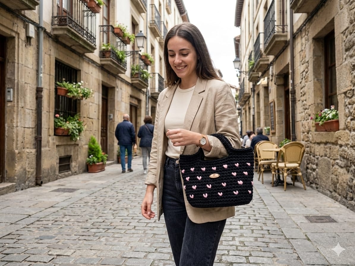 شنطة القلوب الزهراء كروشية هاند ميد