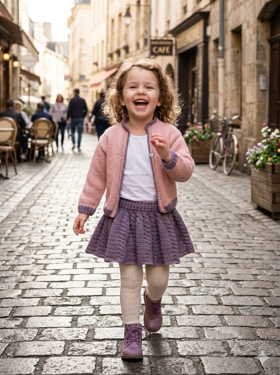 طقم لافندر زهرة الربيع كروشية أطفال