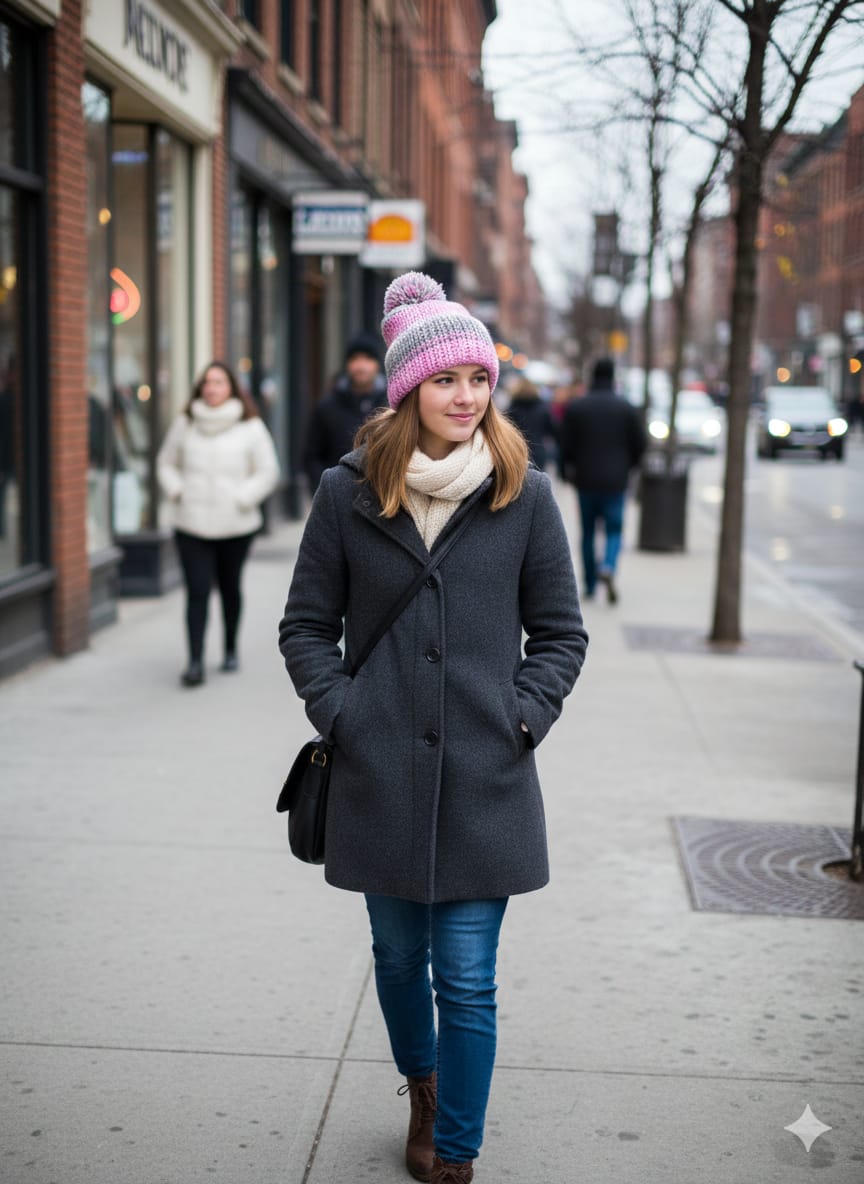 طاقية كروشية ستريت فاشن حريمى يدوي